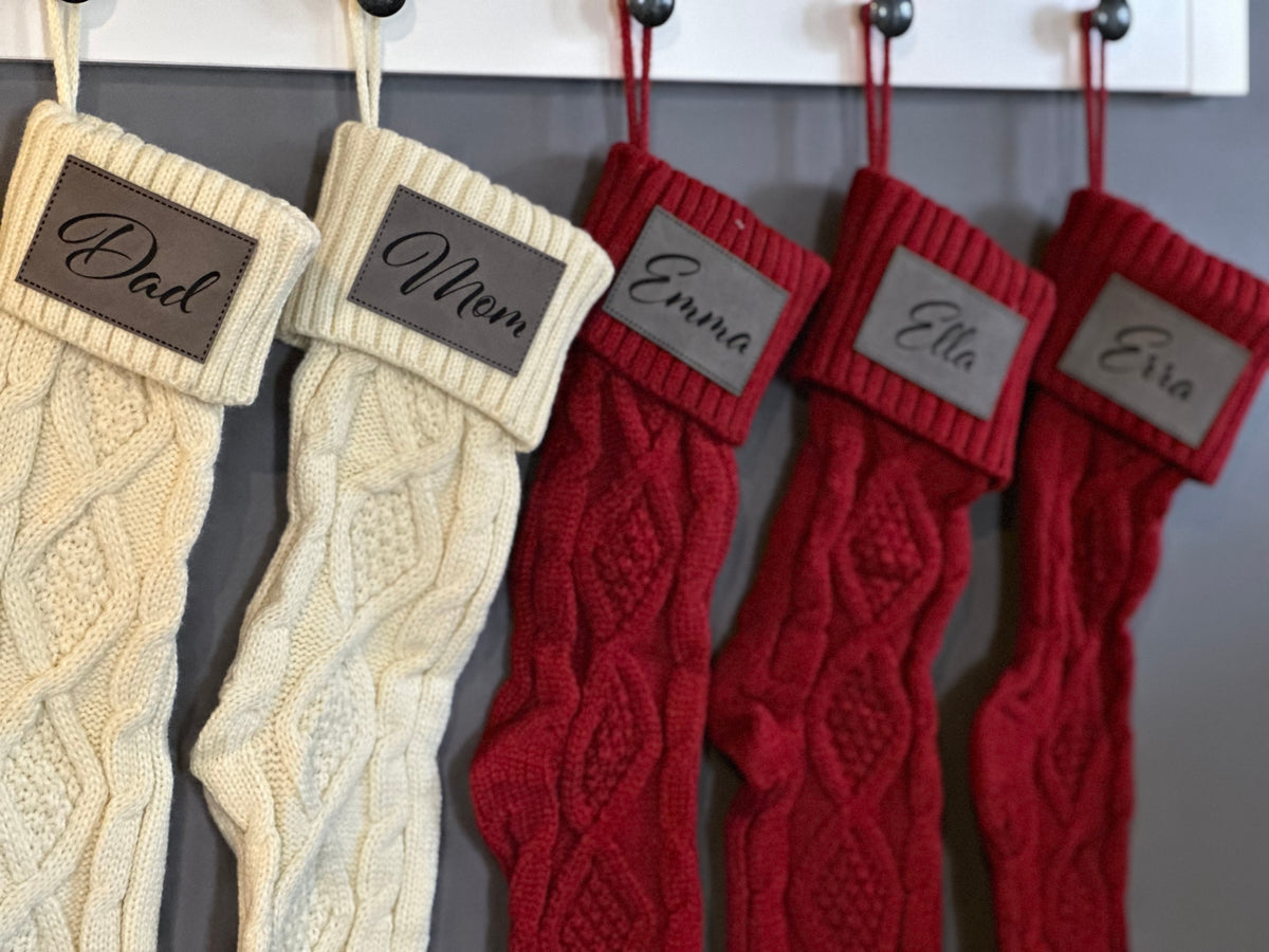Personalized Stocking with Leather Patch