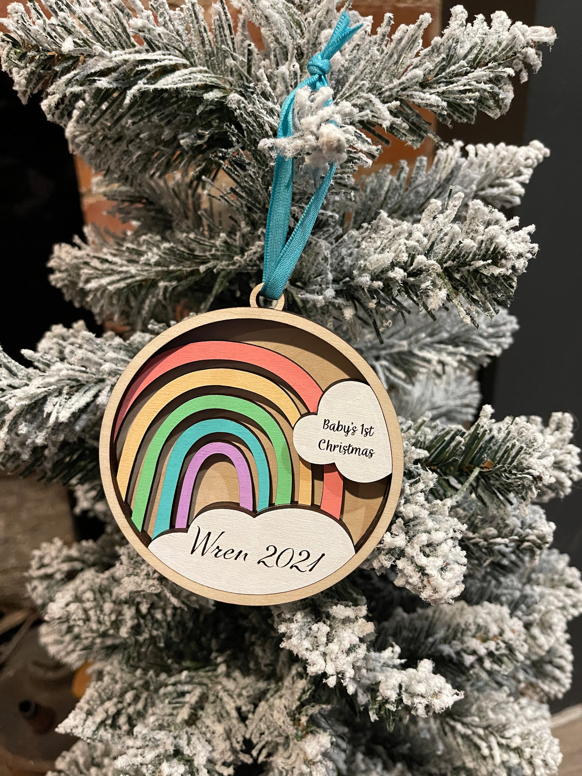 Rainbow Baby's First Christmas Ornament