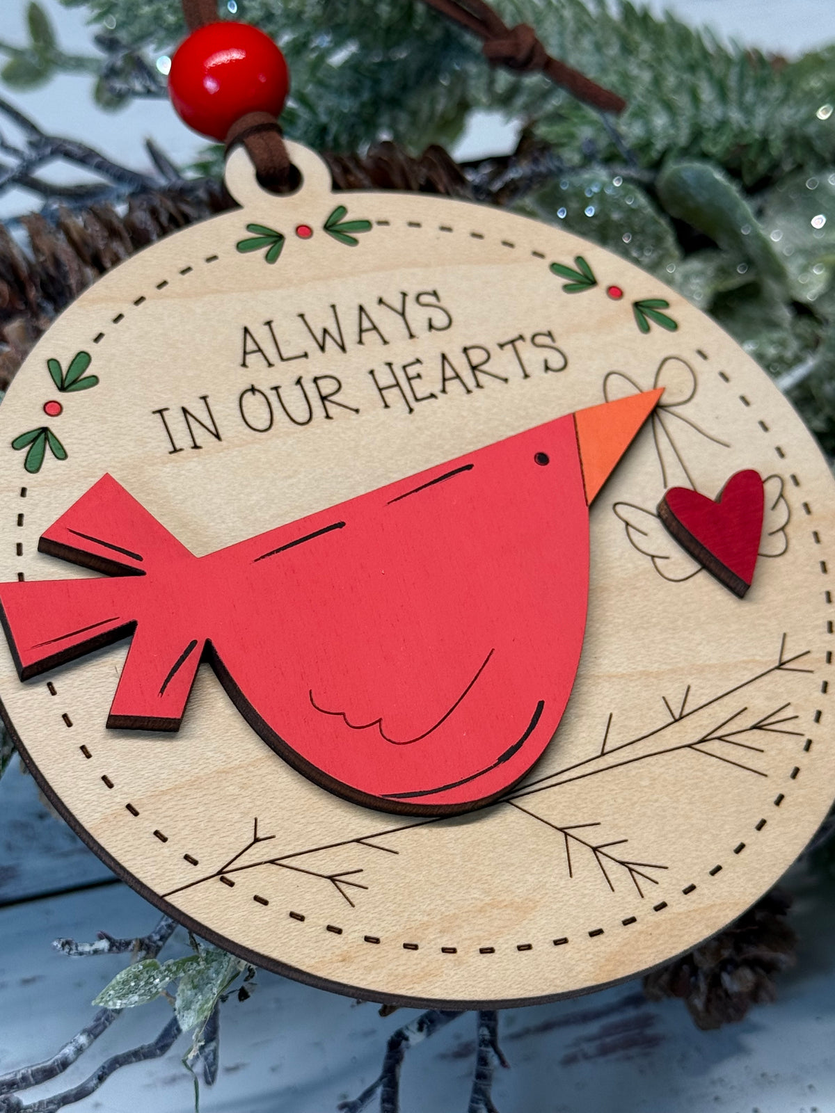 Cardinal Heart Memorial Ornament
