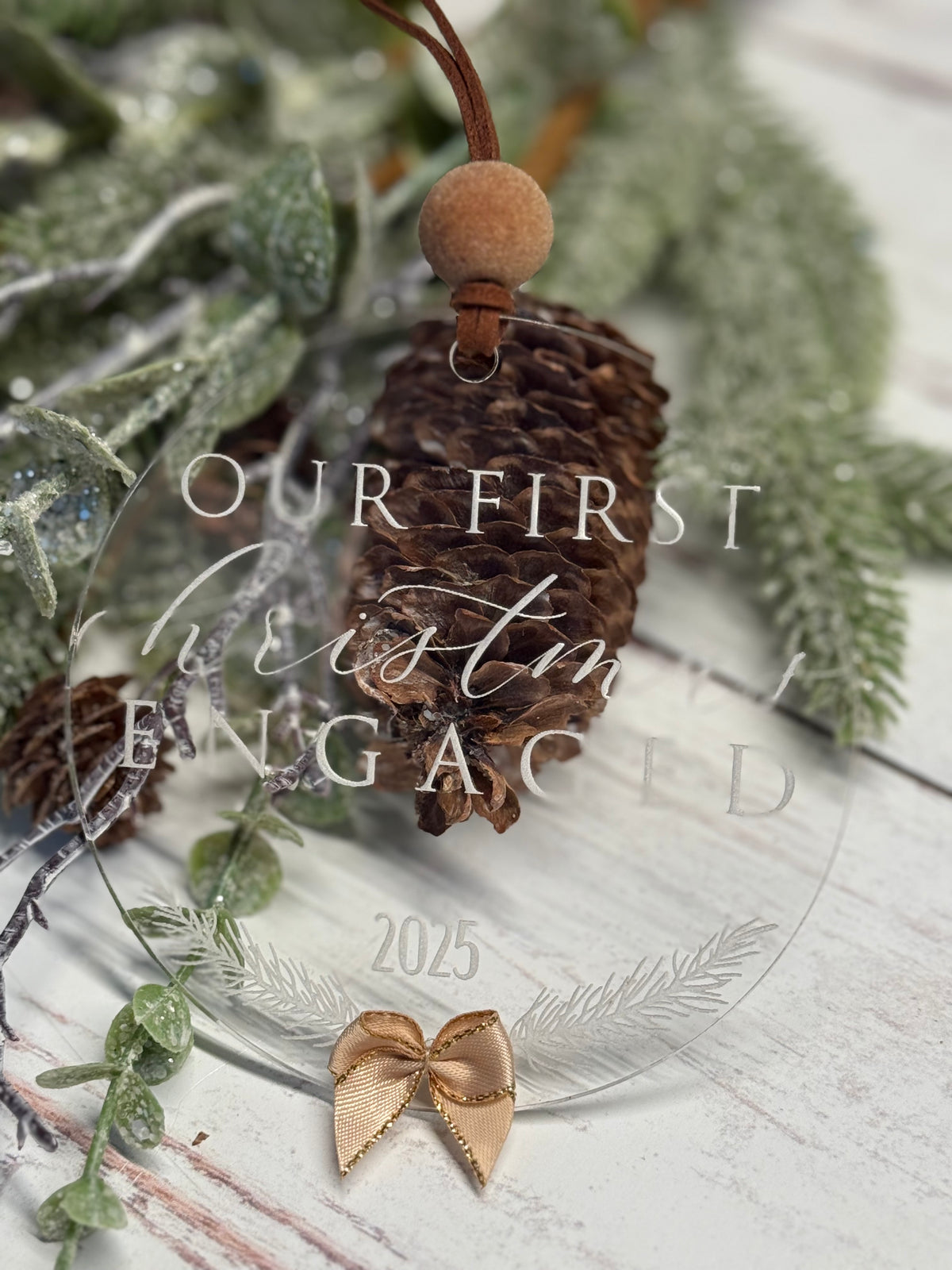 Our First Christmas Engaged / Married Acrylic Ornament