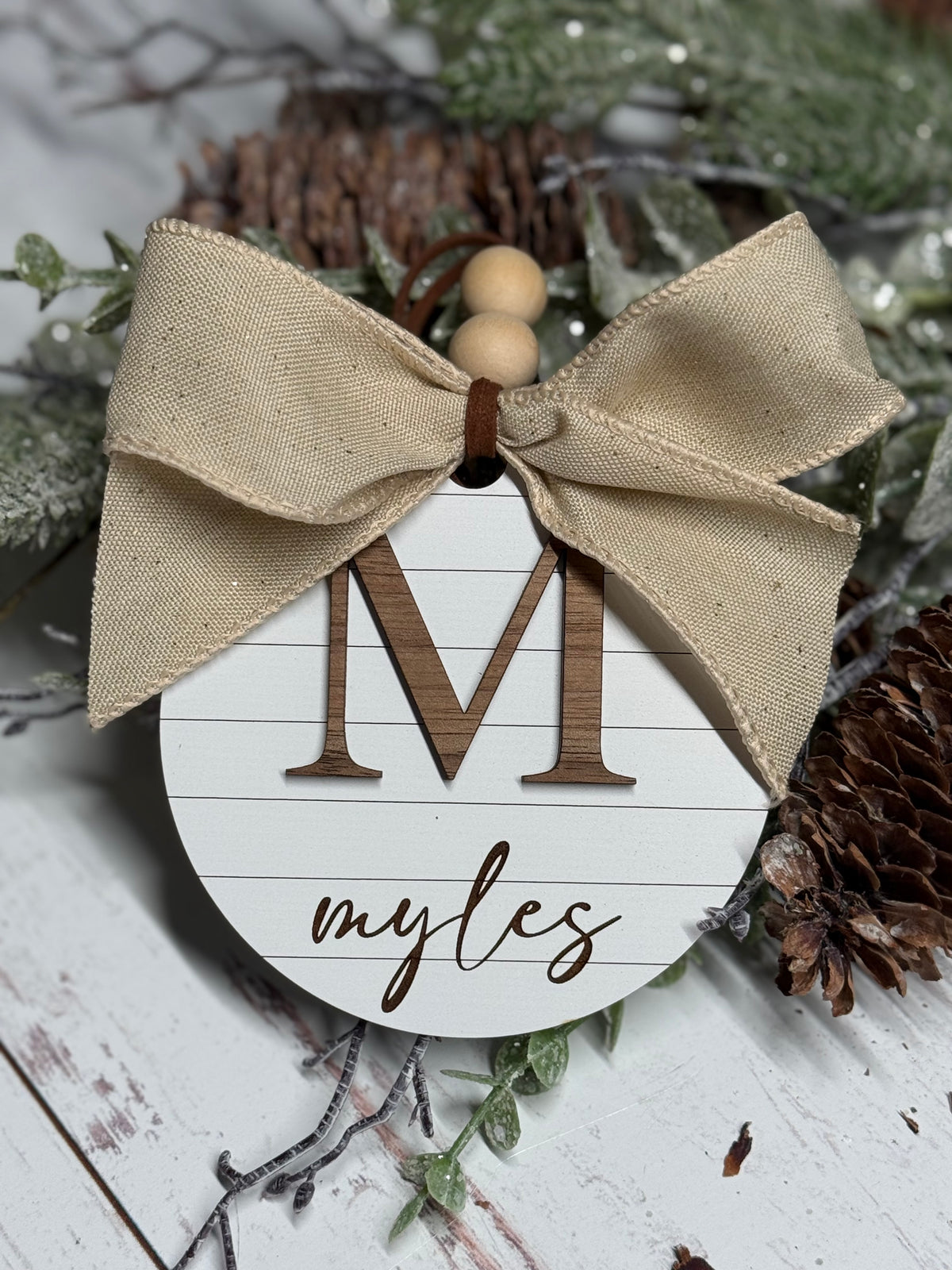 Shiplap Initial Ornament
