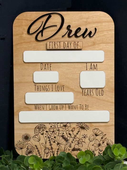 Wildflower Back to School Sign