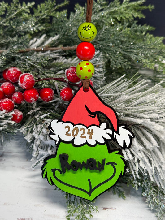 Grumpy Green Guy Name Ornament