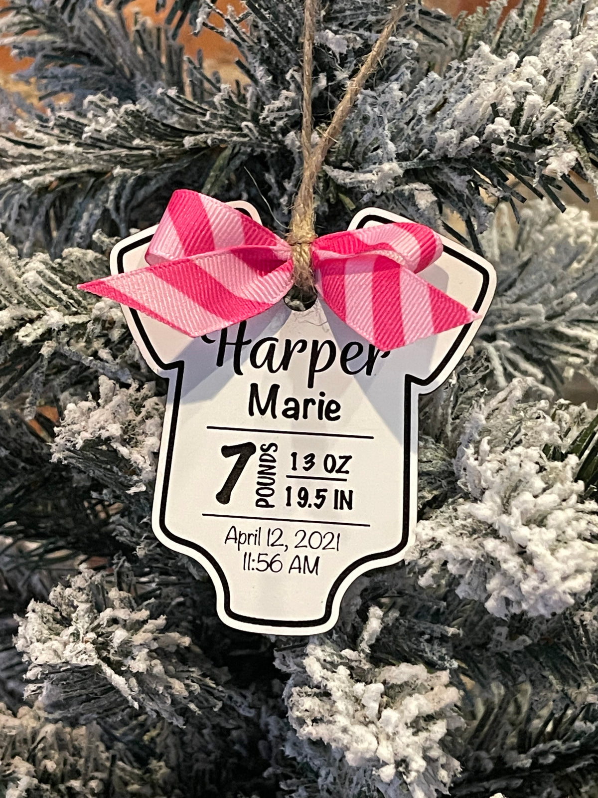 Onesie Baby Stats Ornament