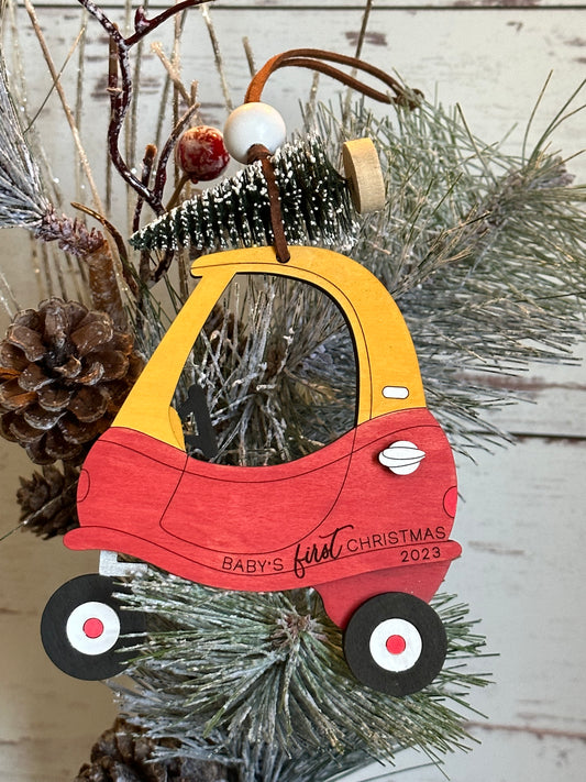Little Red Car Baby's First Christmas Ornament