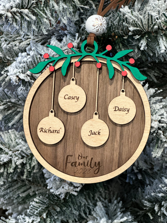 Hanging Bulbs Family Ornament