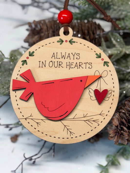 Cardinal Heart Memorial Ornament