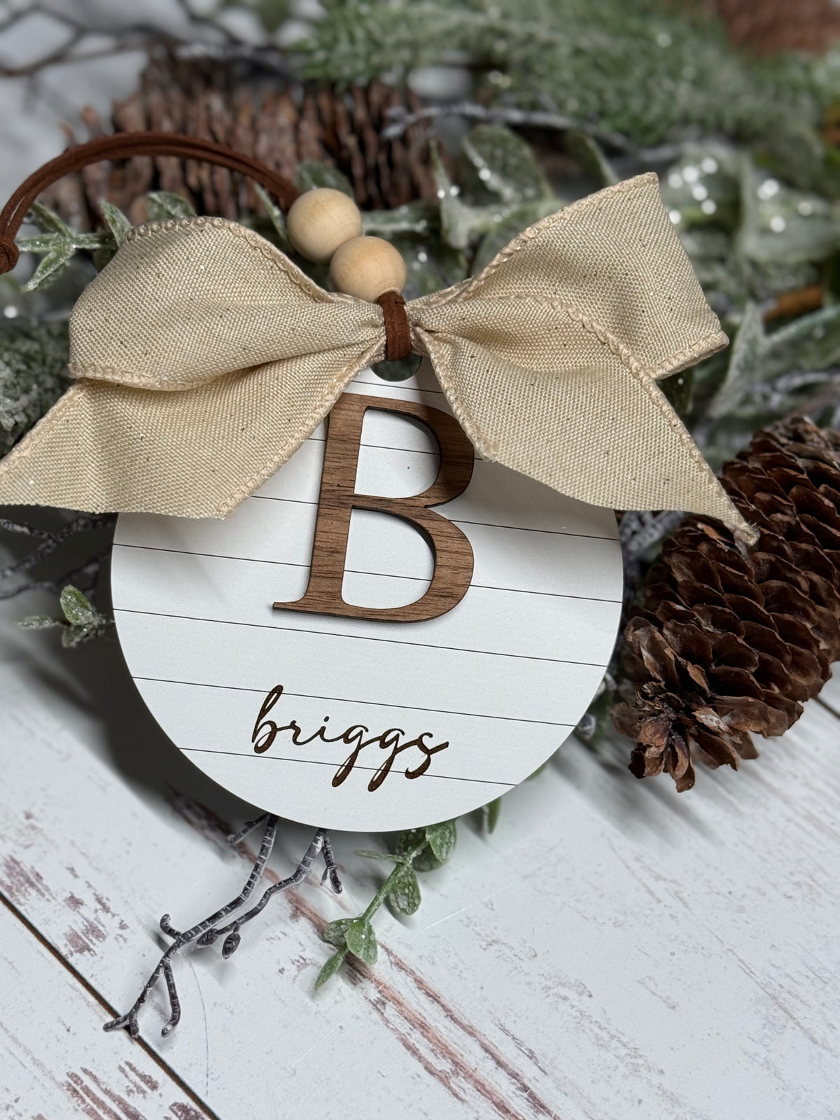 Shiplap Initial Ornament