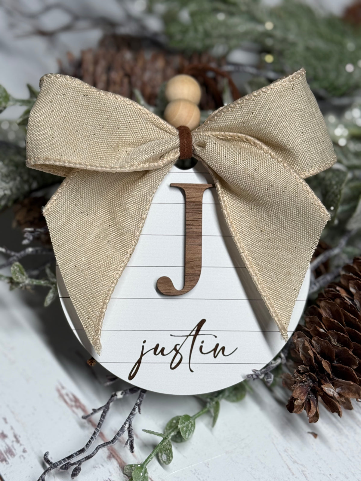 Shiplap Initial Ornament