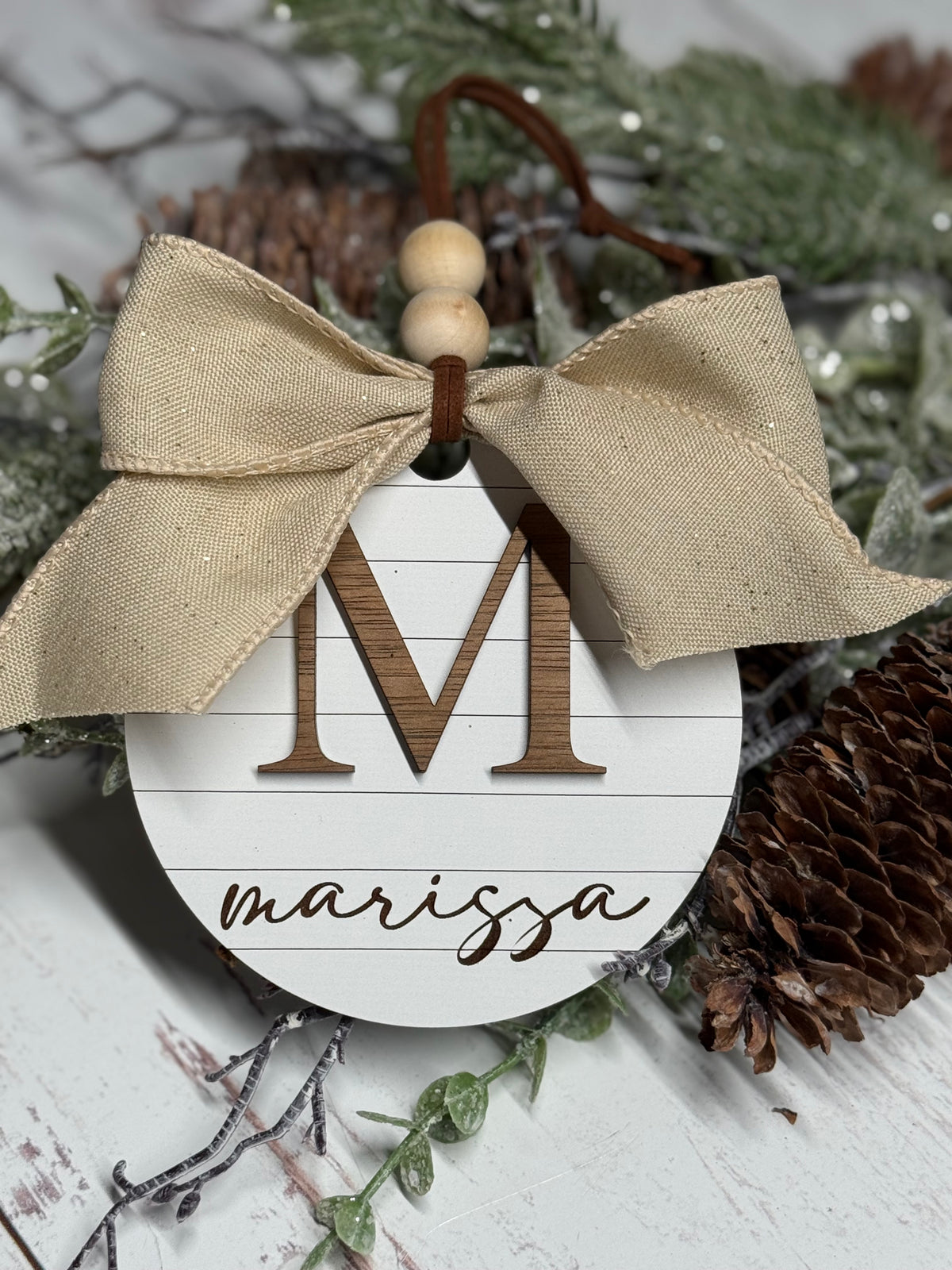 Shiplap Initial Ornament