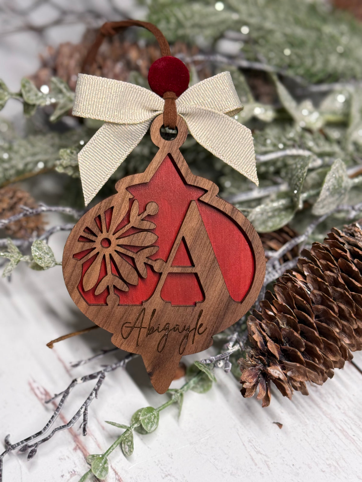 Vintage Bulb Initial Ornament