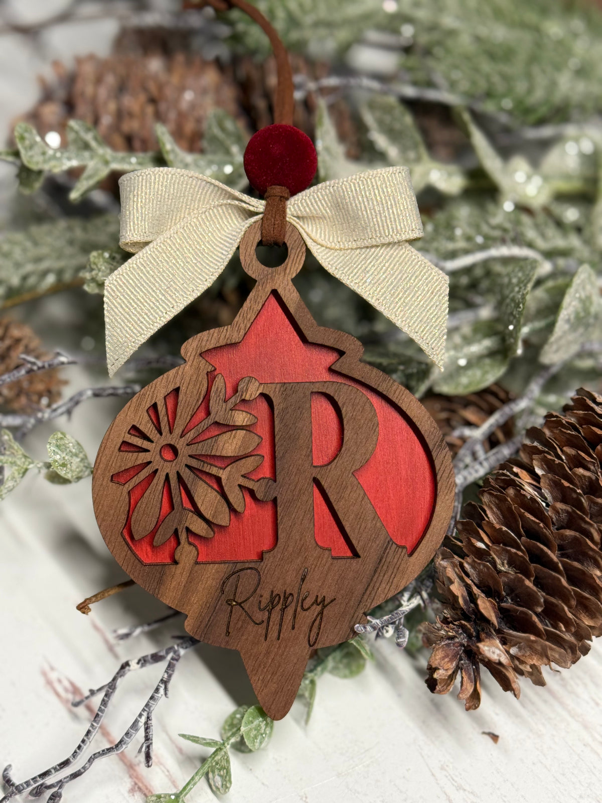 Vintage Bulb Initial Ornament