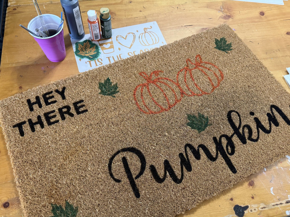 Fall Paint Party - Fall doormat, overhead view